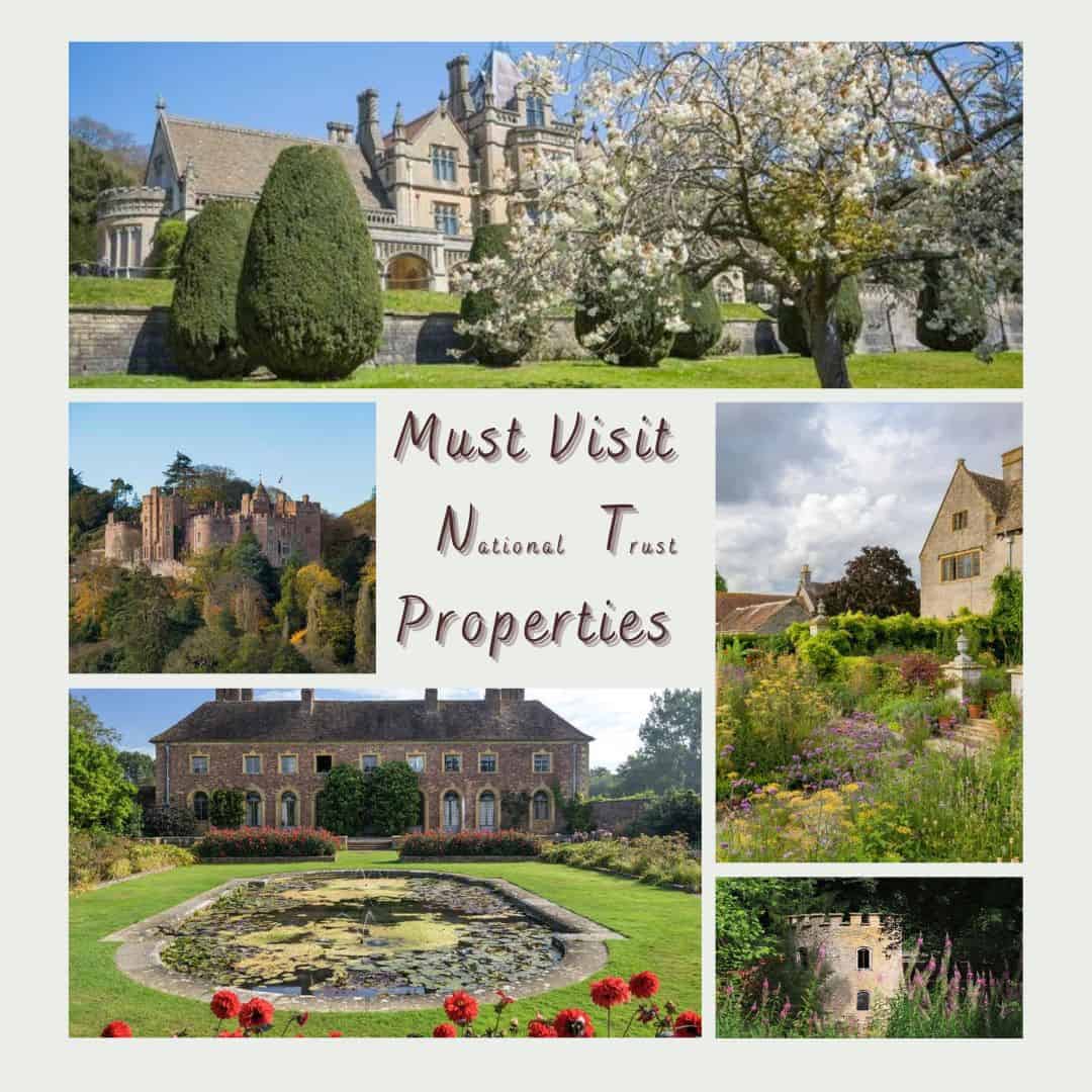 pictures of 6 national trust properties in somerset including castles, gardens and houses