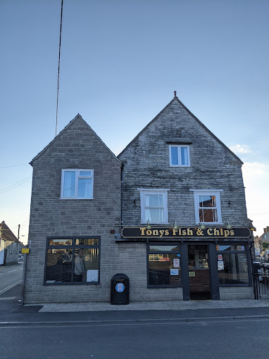 Outside of Tony's Fish & Chips, Somerton